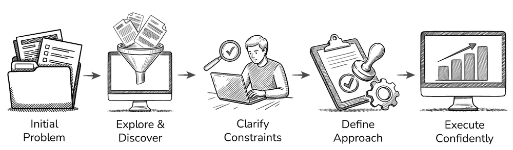 AI-assisted workflow with human oversight, showing how recommendations are reviewed,
            approved, and executed within governed operational controls